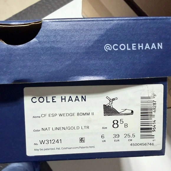 Cole Haan Cream Canvas Espadrille Wedges with Gold Metallic Straps - Picture 6 of 6